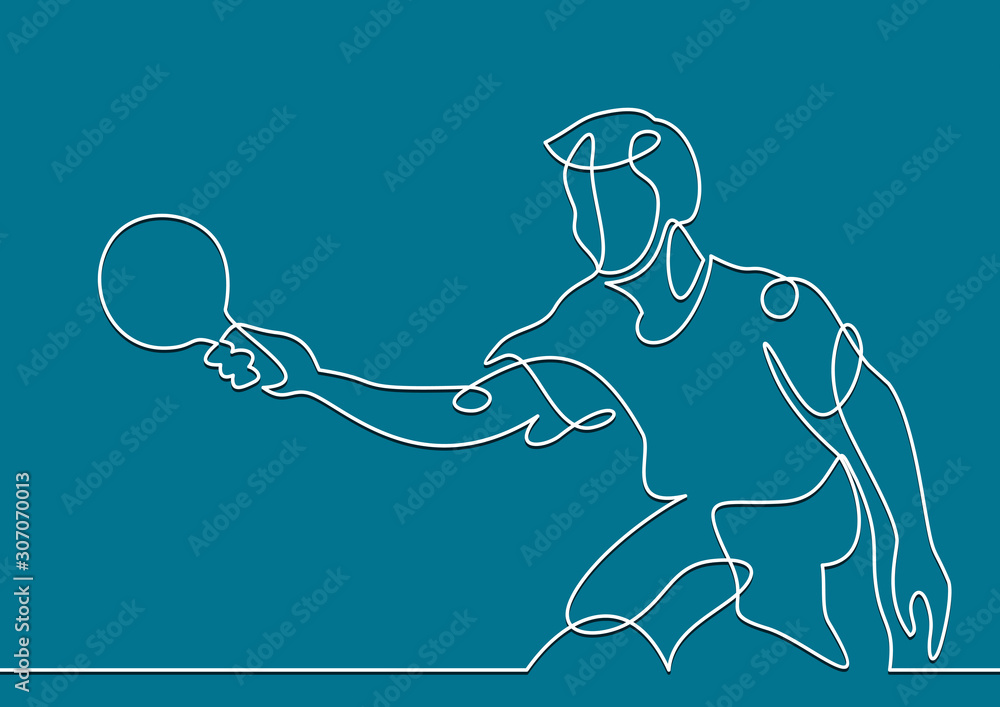 Poster ping pong player- continuous line drawing