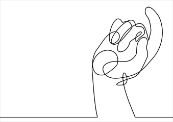 continuous line drawing of hand pointing finger