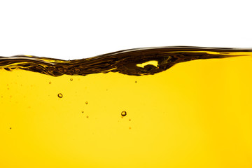 Pouring oil car motor or olive vegetable cooking and bubble isolated on white background