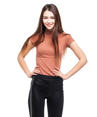 Obraz premium Happy beautiful brunette woman