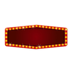 Red retro frame with glowing lamps template