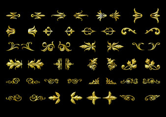 3d golden vintage embroidery pattern