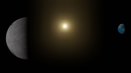 地球と月を見つめる太陽の暖かい光19113