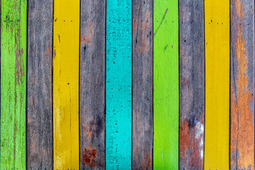 Colorful or multi color wooden wall or floor for background texture.