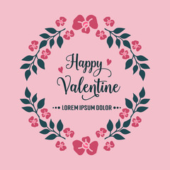 Banner concept of happy valentine, with beautiful pink flower frame art. Vector