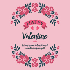 Creative card of happy valentine, with abstract leaf flower frame style. Vector