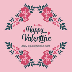 Obraz premium Wallpaper for happy valentine poster, with cute leaf flower frame texture. Vector