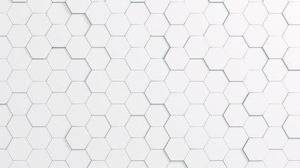 Abstract white background with hexagonal shapes - obrazy, fototapety, plakaty