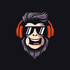 cool monkey logo design vector illustrator