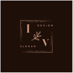 IV Beauty vector initial logo, handwriting logo of initial signature, wedding, fashion, jewerly, boutique, floral and botanical with creative template for any company or business