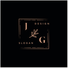 JG Beauty vector initial logo, handwriting logo of initial signature, wedding, fashion, jewerly, boutique, floral and botanical with creative template for any company or business