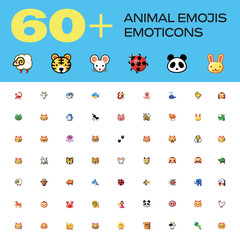 Isolated Animal Pack Emoji, Emoticon, Vector 