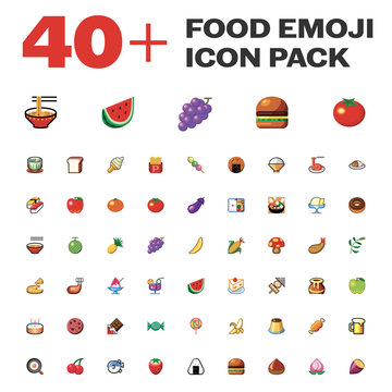 Isolated Food Emoji Pack, Emoticon, Vector