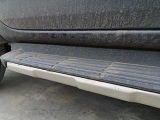 Close up of side step vehicle , pickup truck.