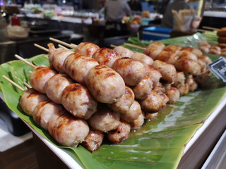 Meat ball pork balls skewer, Thai appetizer