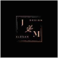 JM Beauty vector initial logo, handwriting logo of initial signature, wedding, fashion, jewerly, boutique, floral and botanical with creative template for any company or business