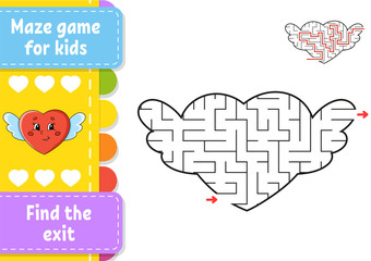 Abstract maze. Game for kids. Puzzle for children. Labyrinth conundrum. Black and color vector illustration isolated on white background. Find the right path. Education worksheet. With answer.