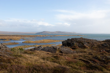 view of the Thingvellir Rift Valley in Iceland