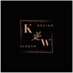 KW Beauty vector initial logo, handwriting logo of initial signature, wedding, fashion, jewerly, boutique, floral and botanical with creative template for any company or business