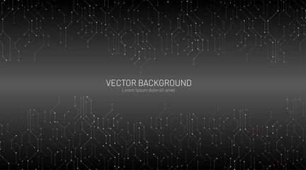 vector of modern abstract technology. The concept of connection design with a black gradient background. Vector illustrations for banners, backgrounds, etc