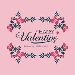 Wallpaper pattern of happy valentine card, with modern leaf flower frame motif. Vector