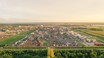 Aerial view of a modern suburban neighbourhood in The Netherlands - Almere Poort