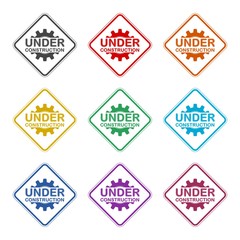 Web page or other under construction color icon set isolated on white background