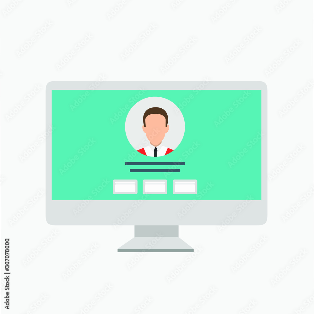 Poster social network website wireframe interface template. flat vector illustration on white background
