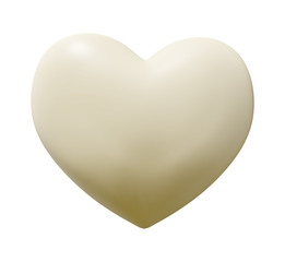 White Chocolate Heart with clipping path - 3D illustration