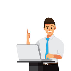 Businessman character think.Cartoon for online business