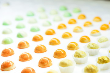 background with colorful sweets with soft focus 