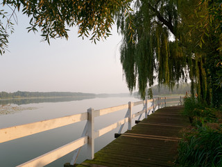 Park recreation area by the lake. Wolsztyn, Poland