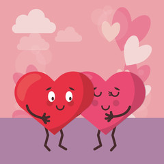 hearts lovers couple characters icons