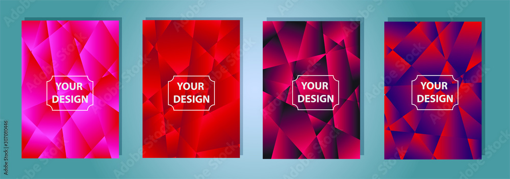 Poster set of colorful polygonal vector eps 10 illustration gradient background texture. simply geometric p