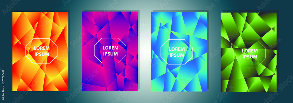 Poster set of colorful polygonal vector eps 10 illustration gradient background texture. simply geometric p