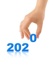 Numbers 2020 and hand