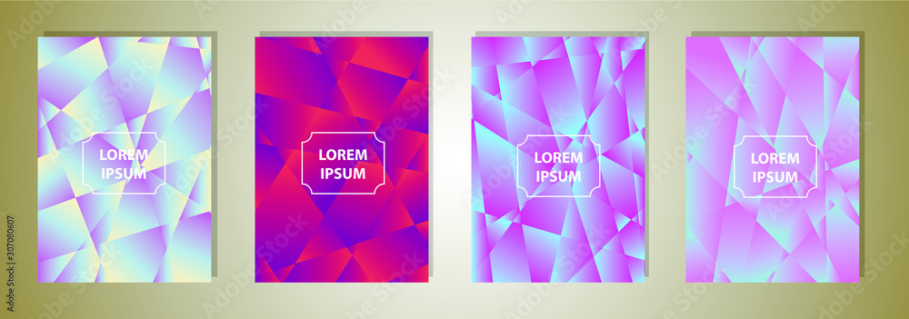 Poster set of colorful polygonal vector eps 10 illustration gradient background texture. simply geometric p