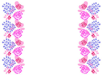 abstract simple background with flowers (pink, purple, blue), vector illustration