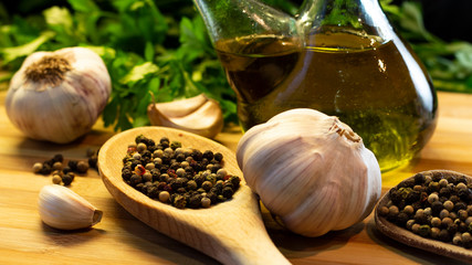 Bodegón ajo y pimienta