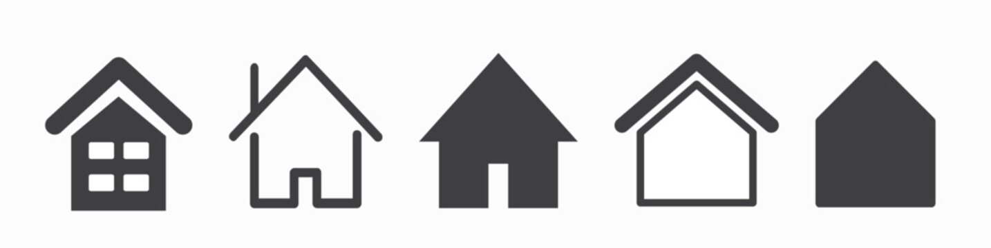 Home Button. Home page. Collection of Home Icons. Vector web home icon, building symbol. House