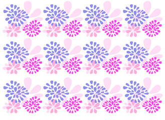 abstract simple background with flowers (pink, purple, blue), vector illustration
