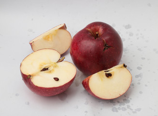 Naklejka na ściany i meble Fresh red apple isolated on white with clipping path