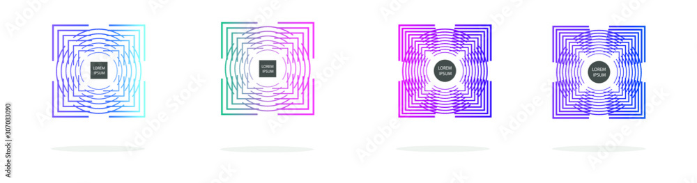 Poster modern geometric badges set. colorful vector gradient shapes composition. trendy minimal design. 3d 