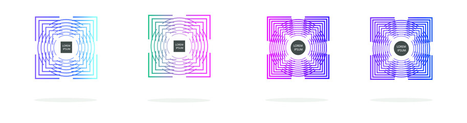 Obraz premium Modern geometric badges set. Colorful vector gradient shapes composition. Trendy minimal design. 3D graphic futuristic style 