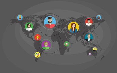 Social network, people connecting all over the world.