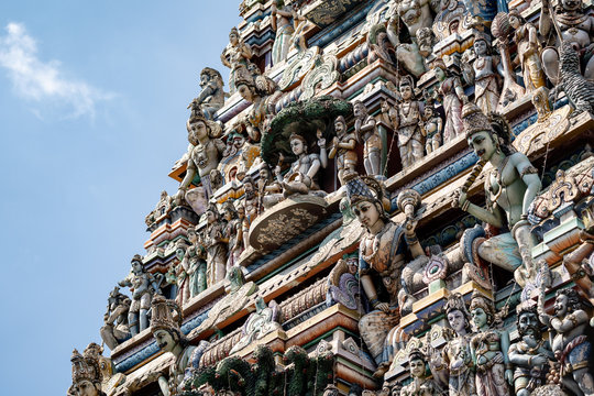 Detail view of Temple of Sri Kailawasanathan Swami Devasthanam Kovil, the oldest Hindu temple in Colombo dating back to the 1700s