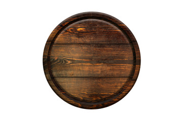  Round wooden plate isolated on white background