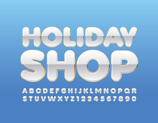 Vector stylish Logo Holiday Shop. Luxury White Font. Creative Alphabet Letters and Numbers.