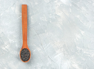 Black sesame in spoon