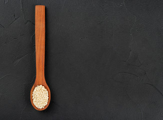 Sesame seeds in spoon